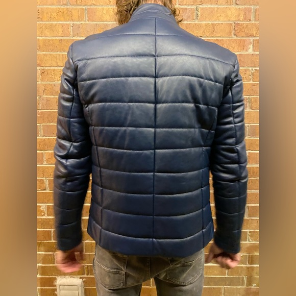 Giorgio Di Mare Dark Blue Leather Jacket : Medium Size - Picture 8 of 12